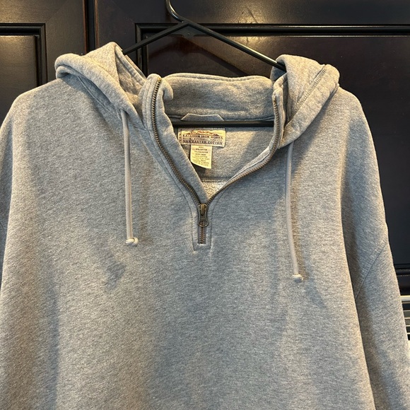 LL Bean Katahdin Iron Works Mens XL Gray Quarter Zip Hoodie Utility Heavy - Picture 2 of 5
